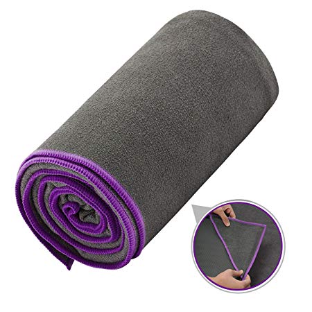 Ewedoos Yoga Mat Towel - Super Soft, Sweat Absorbent, Non-Slip Bikram Hot Yoga Towels, Ideal Hot Yoga, Pilates Workout.