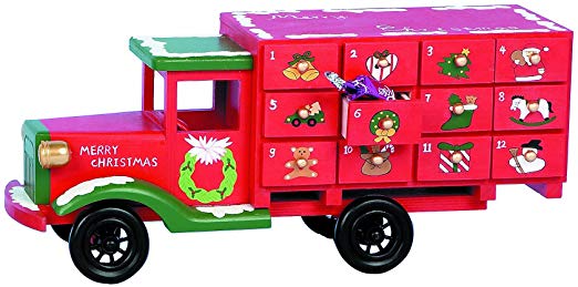 Premier Decoration Wooden Advent Truck, 36 cm