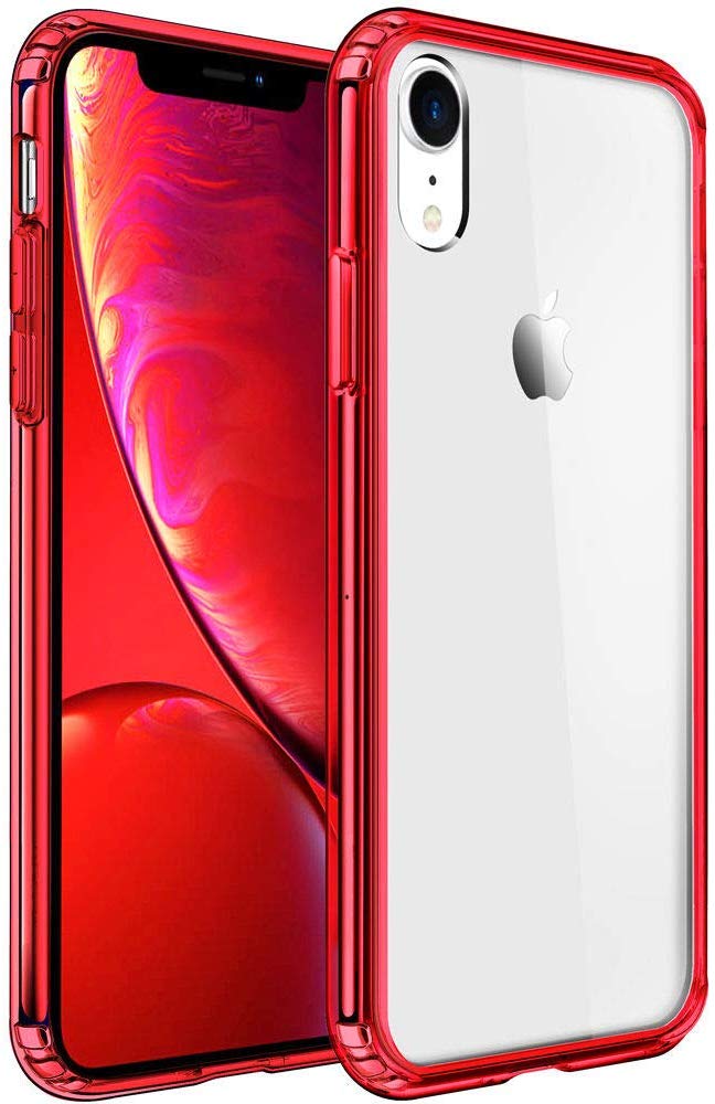 Mkeke Compatible with iPhone XR Case,Clear Anti-Scratch Shock Absorption Cover Red Case for iPhone XR