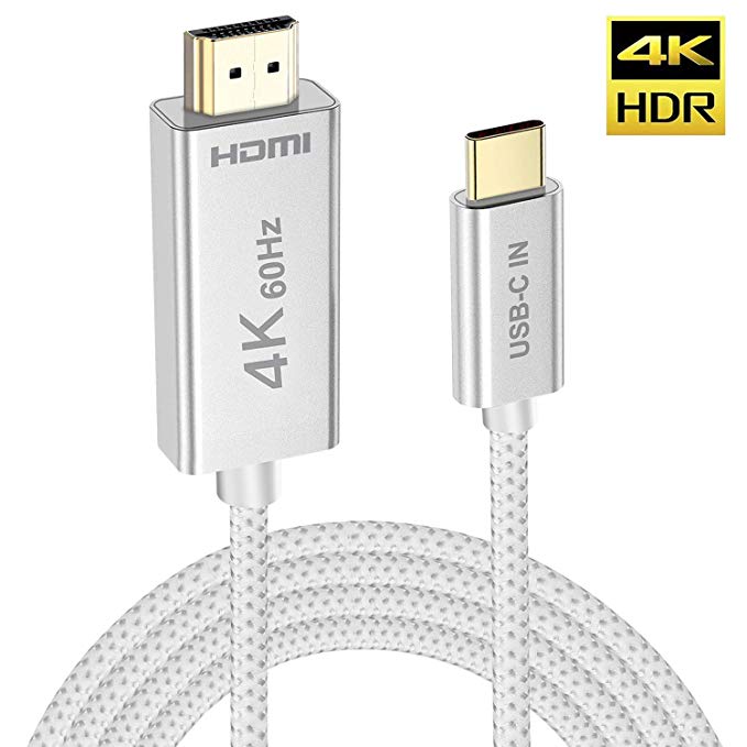 USB C to HDMI Cable,ONSON 6FT USB Type C to HDMI Thunderbolt 3 Compatible 4K Converter Supports up to 60Hz for MacBook Pro 2018/2017,Samsung Galaxy S9/S8, Surface Book 2, Dell XPS 13/15, Pixelbook etc