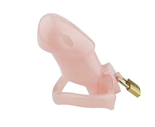Happygo Male Chastity Device Hypoallergenic Plastic Cock Cage Penis Ring Virginity Lock Chastity Belt Adult Game Sex Toy (Pink)