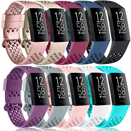 Vancle Bands Compatible with Fitbit Charge 4 Bands & Fitbit Charge 3 Bands, Soft Silicone Breathable Sport Band Replacement Wristbands with Air Holes for Charge 4 Charge 3 Charge 3 SE Fitness Tracker Women Men Small Large