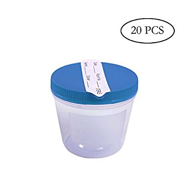 Specimen Containers, Specimen Cups With Lids 40ml ,Individually Bagged,20 Piece