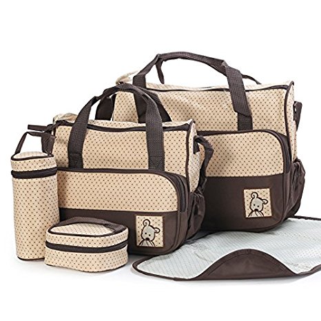 TechnoTec Multi-Function Baby Diaper Nappy Bag/Mummy Changing Set Handbag (Brown)