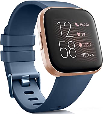 Vancle Bands Compatible with Fitbit Versa Bands for Women Men Rose Gold Silicone Wristbands for Fitbit Versa Bands/Fitbit Versa Lite Bands/Fitbit Versa 2 Bands