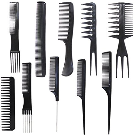 My Beauty® 10 Piece Professional Styling Comb Set Portable (Black)