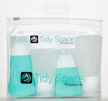 Travel Bottle Set - Silicone Leak Proof Portable in TSA Approved Toiletry Bag 2 and 3 Ounce Size Containers for Shampoo Conditioner Lotion Condiments Honey Etc