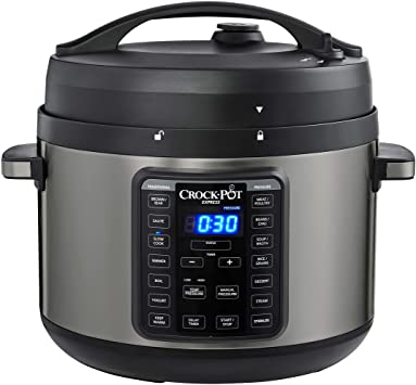 Crock-pot 2097590 10-Qt. Express Crock Multi-Cooker with Easy Release Steam Dial, 10QT, Black Stainless
