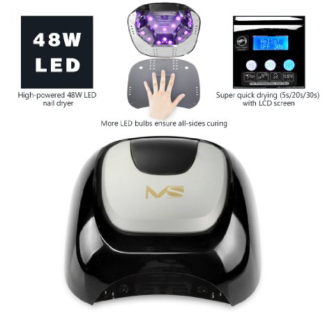 MelodySusie New Collection High Quality 48W LED Lamp Light Professional Nail Dryer CURING Light More Quickly Dry with Timer Setting 5s20s30s Classic Black