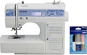 Brother CS7205 Computerized Sewing Machine with Wide Table, 150 Built-in Stitches, 11 Included Sewing Feet and 6-Piece Premium Sewing Thread Pack