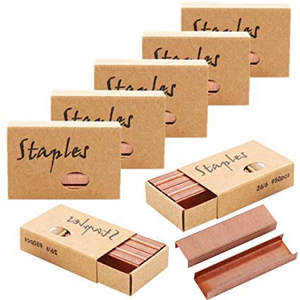 Ipienlee 26/6 Standard Staples, 12mm Width 950/Box, 10 Boxes/Pack 9500 Count, Rose Gold