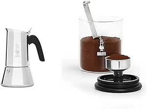 Bialetti - New Venus Induction, Stovetop Coffee Maker, Suitable for all Types of Hobs & Smart Coffee Jar: Made in Glass to Preserve the Aroma of the Coffee - 250g