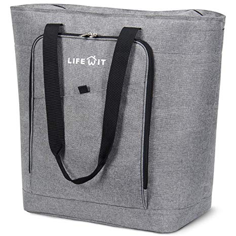 Lifewit Jumbo Reusable Grocery Shopping Bags 45L Foldable Tote Insulated Bag, Transport Hot and Cold Food, Grey