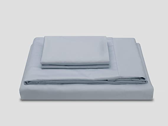 Molecule Luxury Bed Sheets Set – Percale Weave - Made with Cotton and Tencel Blended Breathable Fabric for a Cooling, Silky Feel Featuring deep Pocket Design (Powder Blue, Queen)