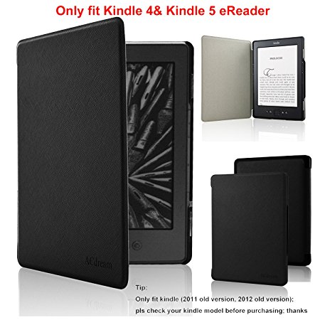 ACdream Kindle 5 & Kindle 4 Case - Ultra Slim Leather Cover Case for Kindle 4 & kindle 5 With Magnet Closure(Only Fit Kindle 2011 and 2012 old version); Not fit kindle 7th gen 2014 Version Or Paperwhite/ kindle touch), Black