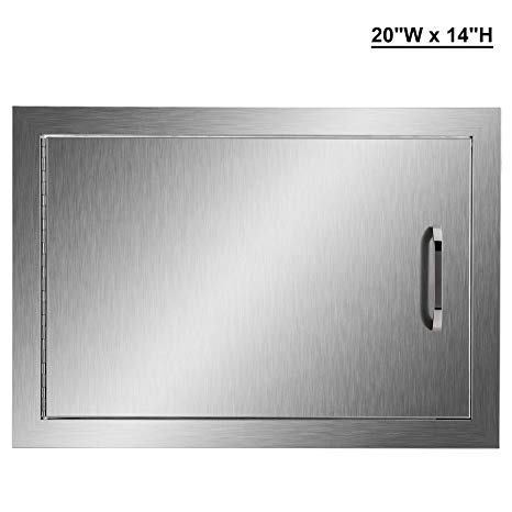 CO-Z Outdoor Kitchen Doors, 304 Brushed Stainless Steel Single Access Doors for Outdoor Kitchen, Commercial BBQ Island, Grilling Station, Outside Cabinet, Barbeque Grill, Built-in (20" W x 14" H)