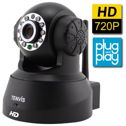 TENVIS JPT3815W-HD H264 Megapixel P2P Smart IP Camera  Black