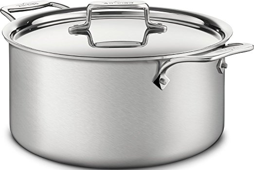 All-Clad BD55508 D5 Brushed 18/10 Stainless Steel  5-Ply Bonded Dishwasher Safe Stockpot Cookware, 8-Quart, Silver