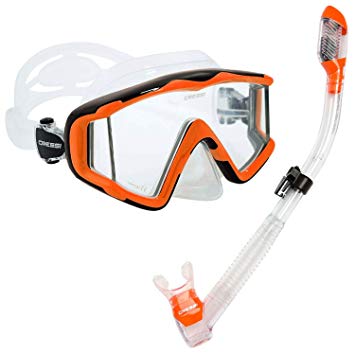 Cressi Panoramic Wide View Mask & Dry Snorkel Kit for Snorkeling, Scuba Diving | Pano 3 & Supernova Dry: designed in Italy