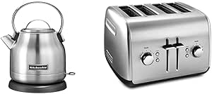 KitchenAid KEK1222SX Electric Kettle   KMT4115SX 4 Slice Toaster - Stainless Steel