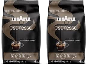 Lavazza Espresso Whole Bean Coffee Blend, Medium Roast, 2.2 Pound Bag (Packaging May Vary) Premium Quality, Non GMO, 100% Arabica, Rich bodied (Pack of 2)