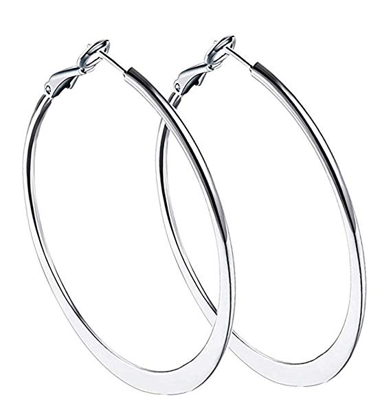 Vitaltyextracts 2" Fashion Earrings Hoops,Stainless Steel Hoop Earrings for Womens Girls Sensitive Ears
