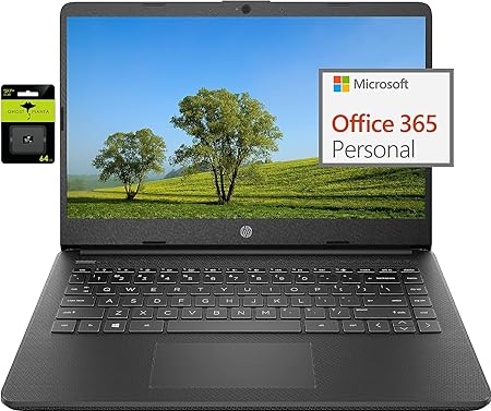 HP Stream 14-inch Laptop for Student and Business - Intel Quad-Core Processor, 8GB RAM, 320GB Storage (64GB eMMC   256GB Card), 1-Year Office 365, Webcam, 11H Long Battery Life, Wi-Fi, Win11 H in S