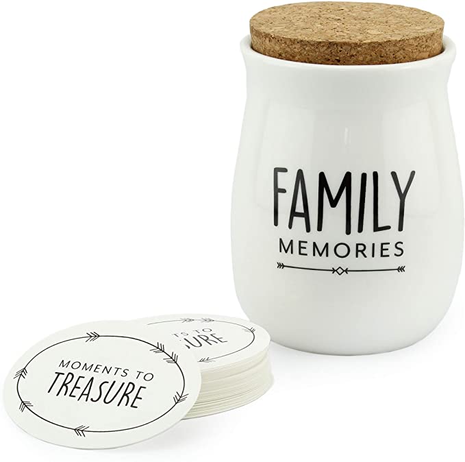 Darware Family Memories Ceramic Jar, Keepsake Gift with 50 Write-On Tickets