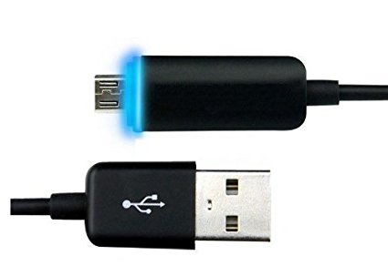 Discovery Smart Led Micro USB Sync and Charger Cable For Samsung Galaxy S4 S3/ HTC/ Google Smartphones Tablets Android Device (Smart LED-Black)