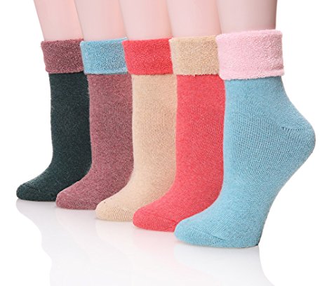 Velice Womens Super Thick Crew Winter Socks 5 Pack-Warm Comfortable Socks