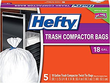 Hefty Twist Tie Trash Compactor Bags (18 Gallon, 5 Count)