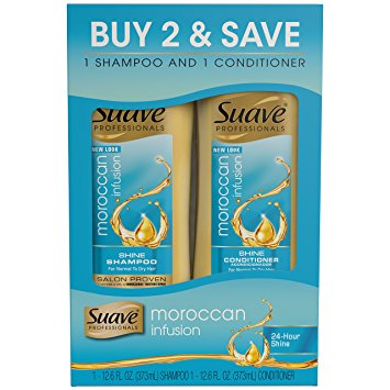 Suave Professionals Shine Shampoo and Conditioner, Moroccan Infusion 12.6 oz, Twin Pack, 2 Count