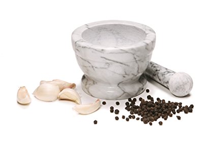 Marble Mortar and Pestle Set in White for Spice or Pill Grinding by Compliments to the Chef
