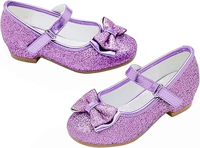 Stelle Girls Dress Shoes Glitter Princess Shoe Flower Mary Jane Low Heels Party Wedding Prom Footwear for Toddler Kids