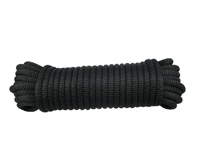 Black Dacron Polyester Rope 3/8" X 50 Ft (#12)