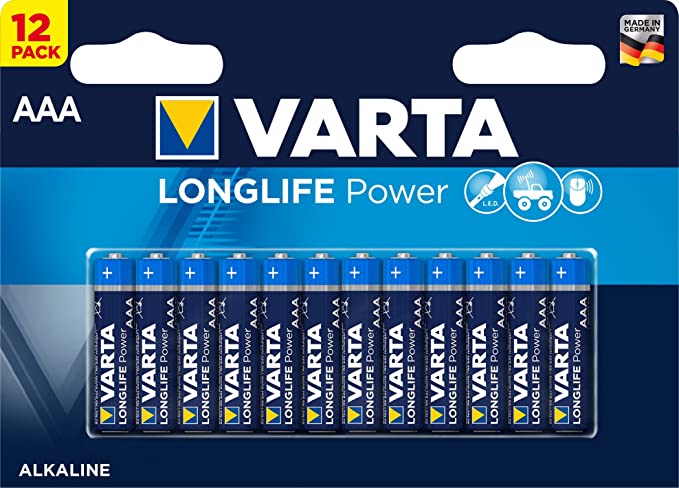 Varta Longlife Power AAA Alkaline Batteries LR03 - Pack of 12  - Packaging May Vary