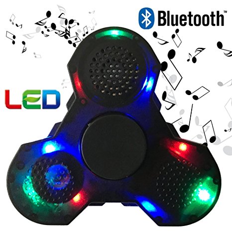 SADES Prime Fidget Spinner with LED lights and Bluetooth Speaker best cool light up double sided toy with all black case and charger