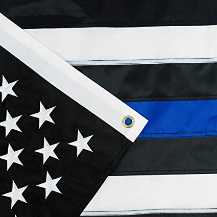 Jetlifee Black White Thin Blue Line American Flag 3x5 Ft by US Veterans Owned Biz. Heavy-Use Nylon Embroidered Stars Sewn Stripes Fast Dry, All Weather USA Flag-Honoring Law Enforcement Officers