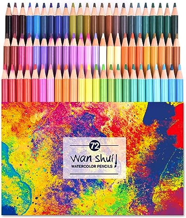 72 Watercolor Pencils Set - Premium Artist Lead 72 Vibrant Colors No Duplicates Pre-sharpened Colored Pencils Ideal for Coloring, Blending and Layering, Sketching, Crafting