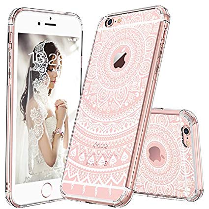 iPhone 6s Plus Case, Clear iPhone 6 Plus Case, MOSNOVO White Henna Mandala Floral Lace Printed Clear Design Transparent Plastic Back with TPU Bumper Protective Cover for iPhone 6 6s Plus (5.5 Inch)