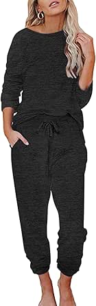 Ekouaer Womens Pajamas Set Long Sleeve Loungewear Soft Lounge Set Joggers with Pockets