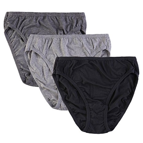 Wingslove 3 Pack Women's Comfort soft Cotton Plus Size Underwear High-Cut Brief Panty