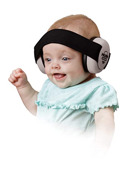 Hush Gear Baby Noise Cancelling Headphones for Babies Infant Ear Protection - 28.6db Sound Reduction Baby Ear Protection Ear Muffs - Adjustable Elastic Headband for Secure Comfortable Fit, Grey