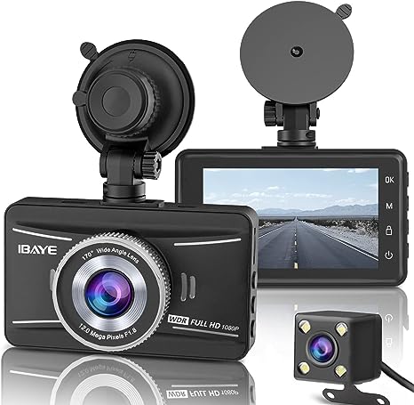 IBAYE Dash Cam Front and Rear, 1080P Full HD Dual Dash Camera In Car Dual Dashboard Camera 170°Wide Angle HDR with 3.0" LCD Display Night Vision, Motion Detection, Parking Monitor, G-sensor