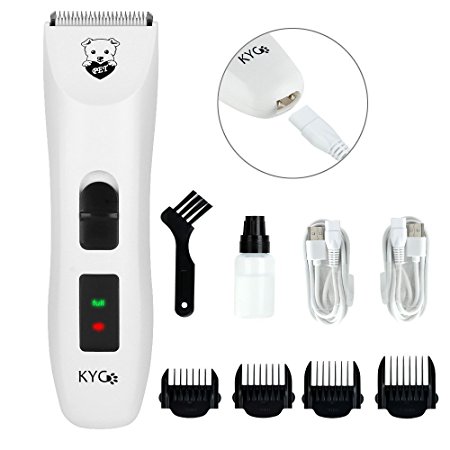 Cordless Pet Clippers with Two USB Cables, Quiet, Rechargeable, Professional Clippers for Dogs, Cats, Other Animals