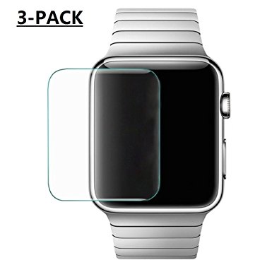 XALER [3-Pack]38mm Apple iWatch Screen Protector Tempered Glass Screen Protector [Anti-bubble, Scratch Resistant]