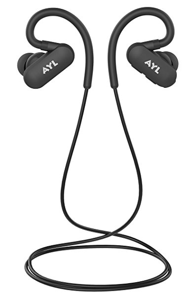 AYL Bluetooth V4.1 Earphones With Over - Ear Hook – Lightweight Mini In - Ear Headphones Sweatproof Noise Cancelling Wireless Earbuds With Rechargeable Battery – With 6 Hour Playtime For Gym & Run