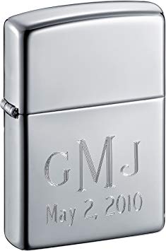 Monogrammed Zippo Lighter with Roman Monogram Fonts - Free Engraving