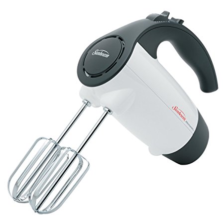 Sunbeam 2524 200-Watt 6-Speed Hand Mixer, White with Black Accents