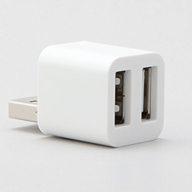 Cute USB Mini 2-Port USB 2.0 Hub Splitter (White)